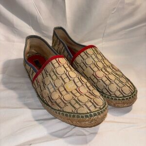 CH Carolina Herrera Multicolor Monogram Canvas Espadrille Flats Size 39